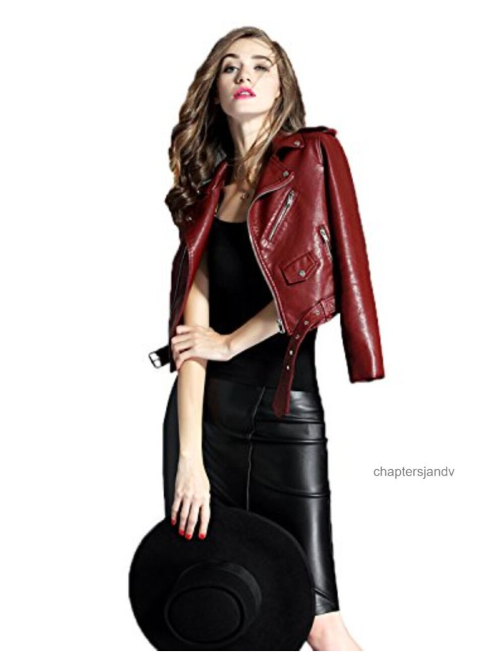 Faux Leather Motorcycle Jacket Slim Short Biker Coat